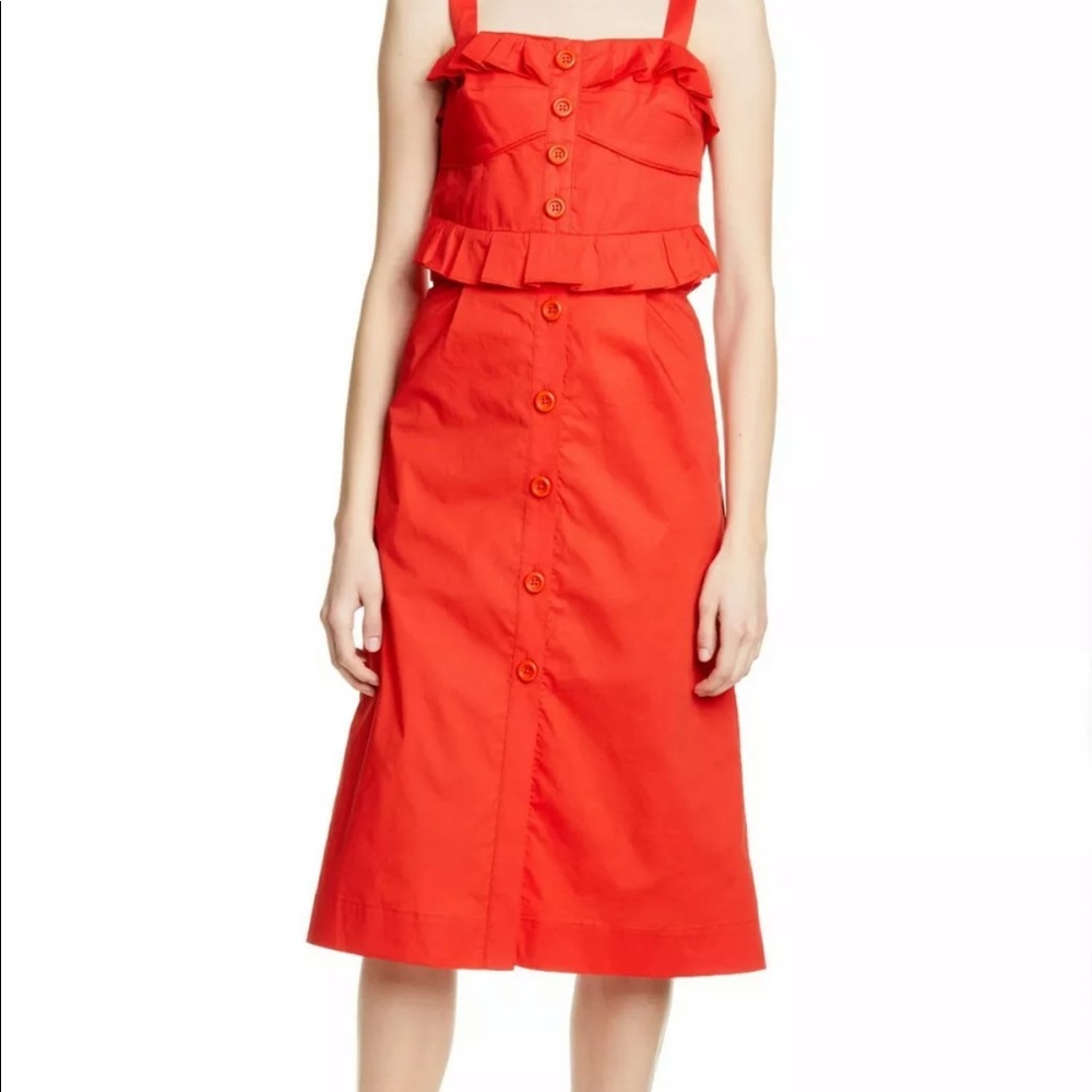 NWOT $415 SEA Ruffle Corset Midi Dress 10